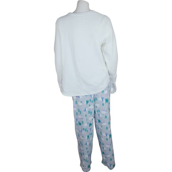 Cuddl Duds Regular Fleecewear with Stretch Pajama Set, Ivry/WollySheep Medium - Picture 7 of 16